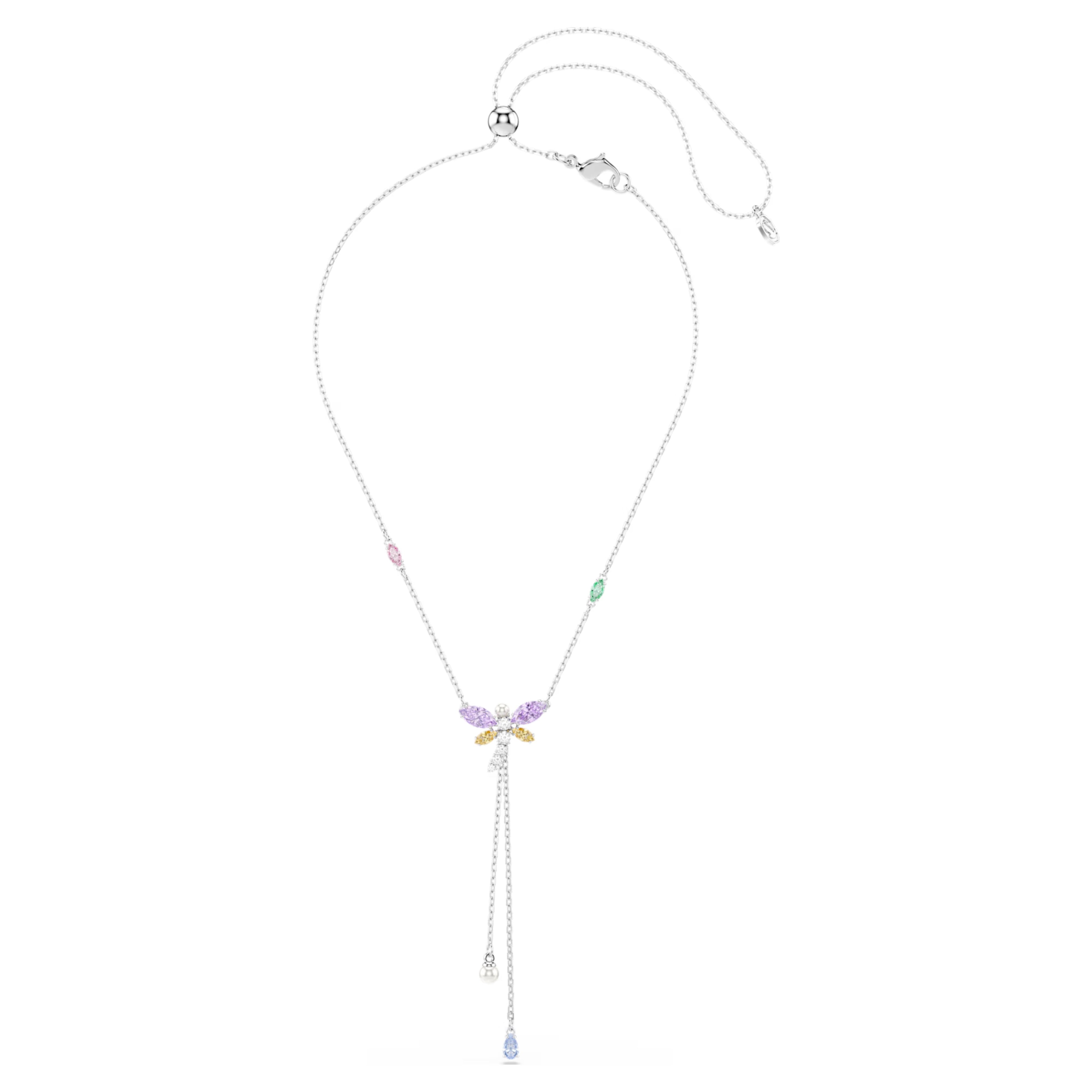 Ariana Grande x Swarovski Y necklace Mixed cuts, Dragonfly, Multicoloured, Rhodium plated 5749183