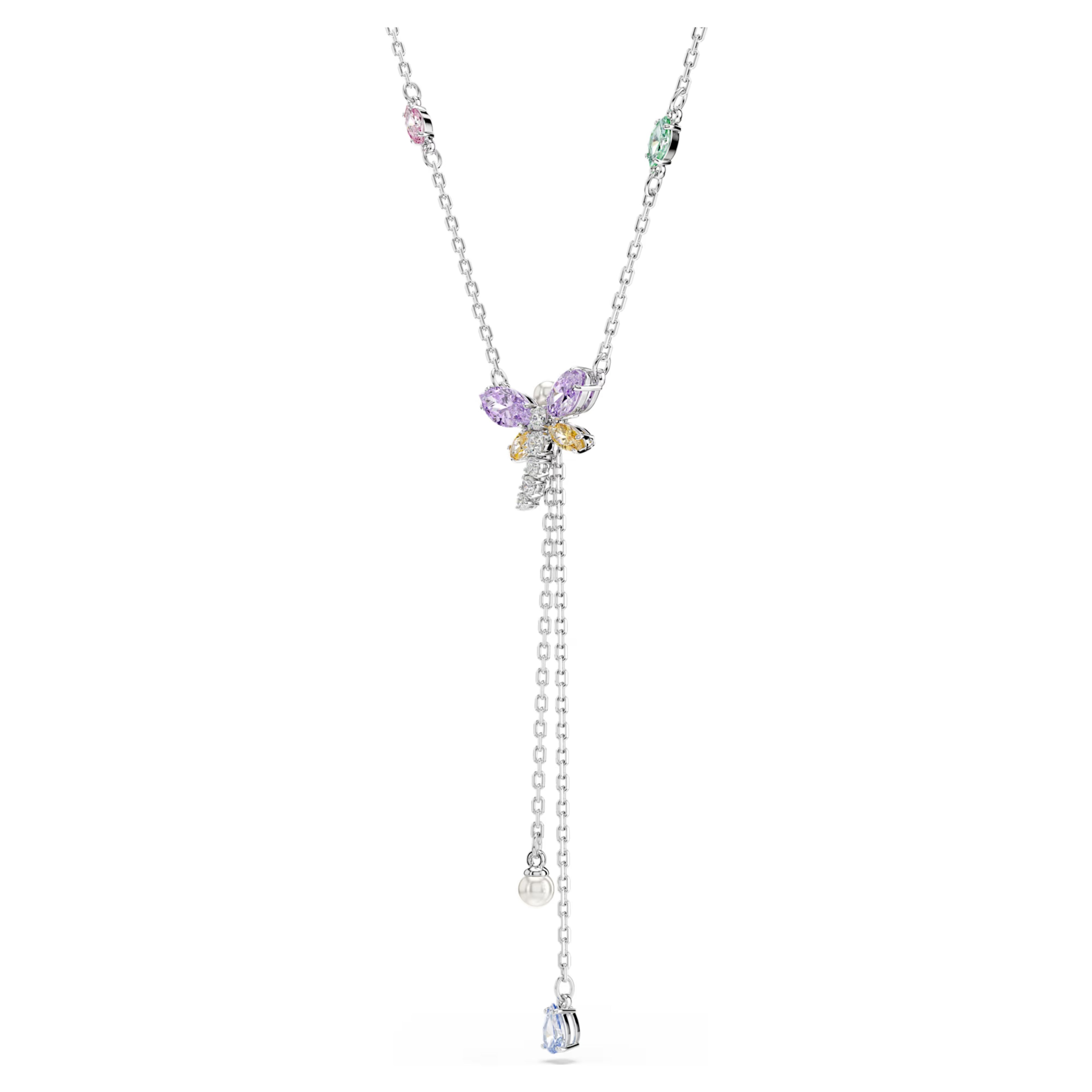 Ariana Grande x Swarovski Y necklace Mixed cuts, Dragonfly, Multicoloured, Rhodium plated 5749183
