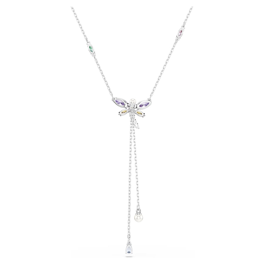 Ariana Grande x Swarovski Y necklace Mixed cuts, Dragonfly, Multicoloured, Rhodium plated 5749183