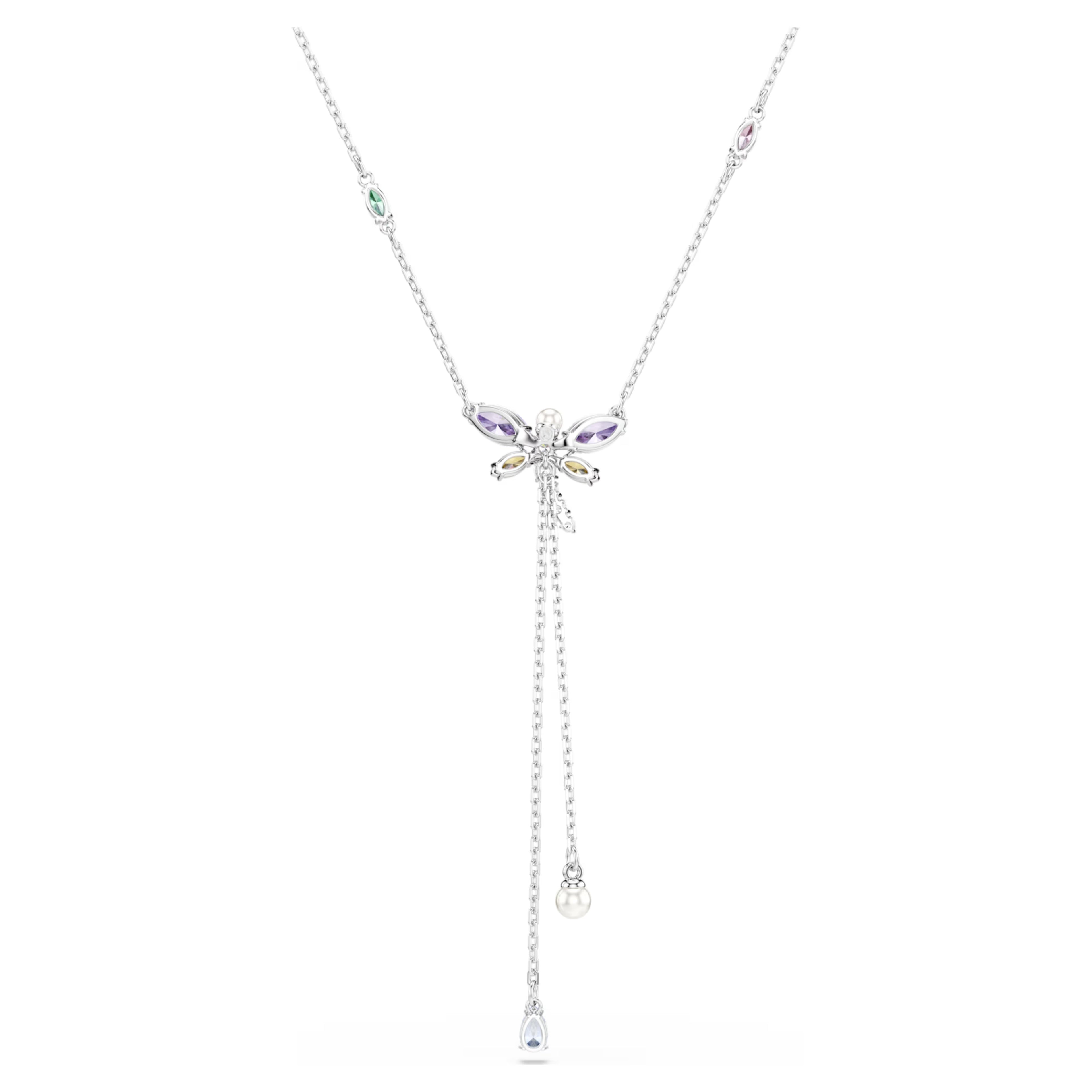 Ariana Grande x Swarovski Y necklace Mixed cuts, Dragonfly, Multicoloured, Rhodium plated 5749183