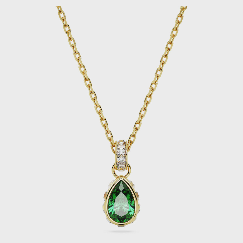 Chroma pendant Pear cut, Green, 18k gold finish 5648751