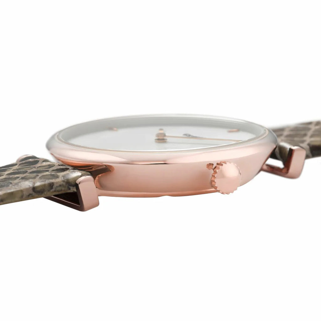 Cluse Triomphe Rose Gold White Pearl/Soft Almond Python band CL61007
