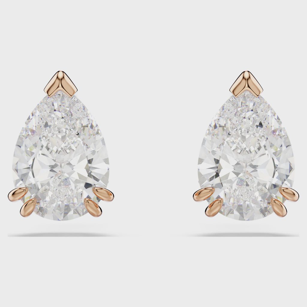 Stilla stud earrings Pear cut, White, 18k rose gold finish 5734248