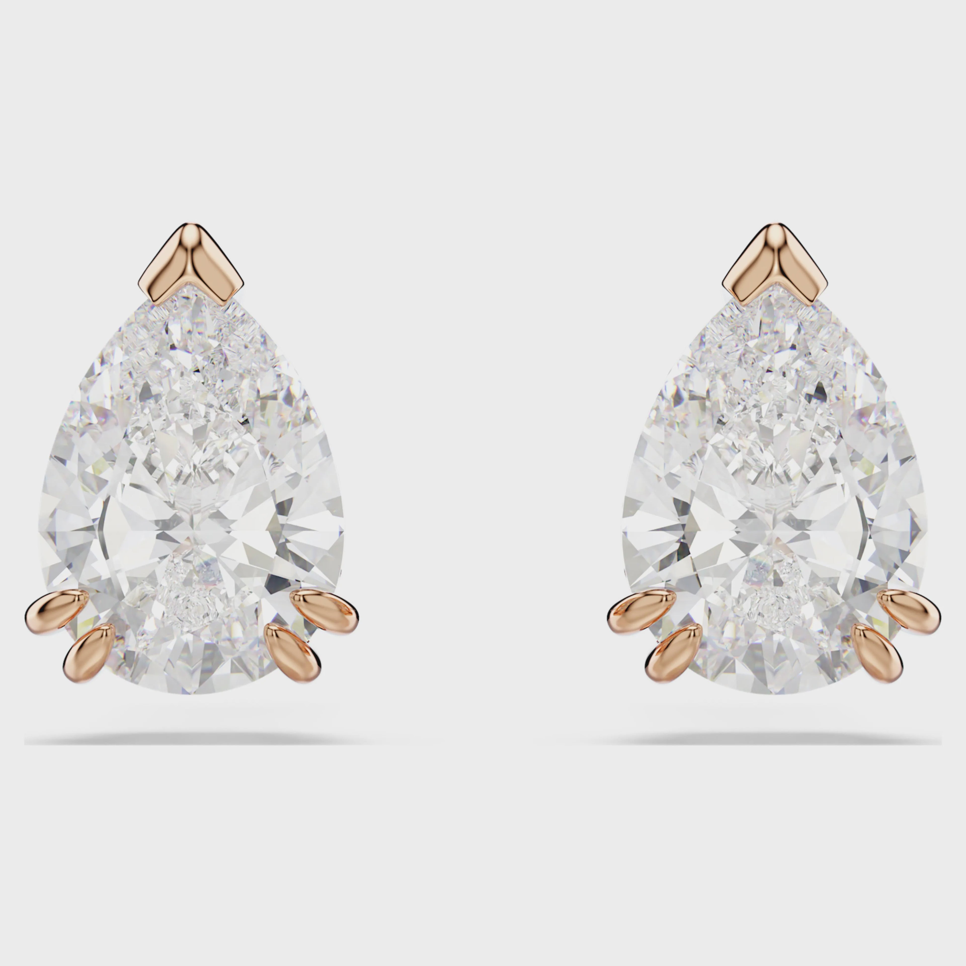Stilla stud earrings Pear cut, White, 18k rose gold finish 5734248