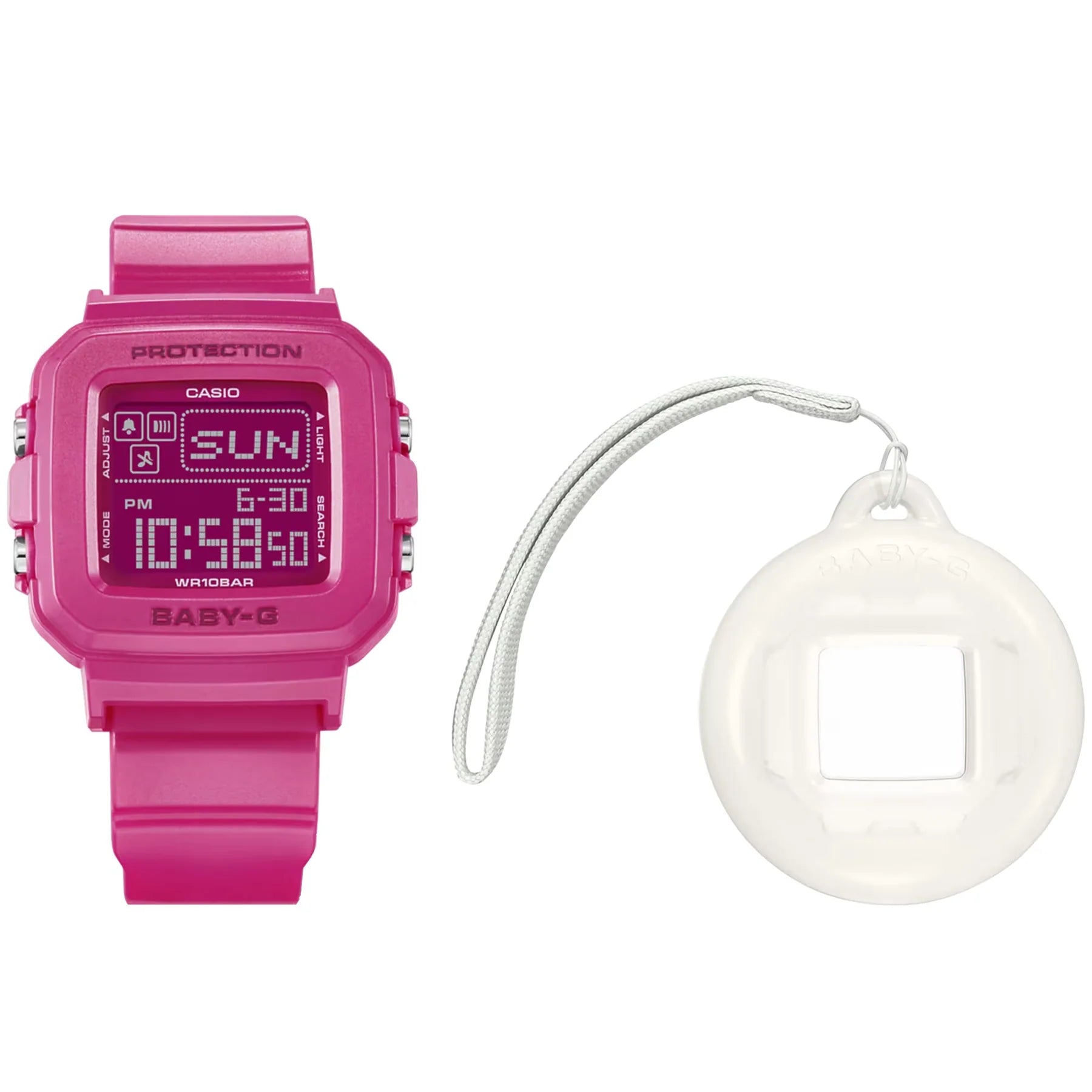 CASIO baby G dig Y2K holder set 100m, pink band, white holder BGD10K-4D