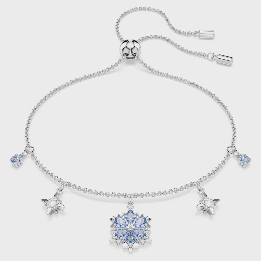 Magic bracelet Snowflake, Blue, Rhodium plated 5734244