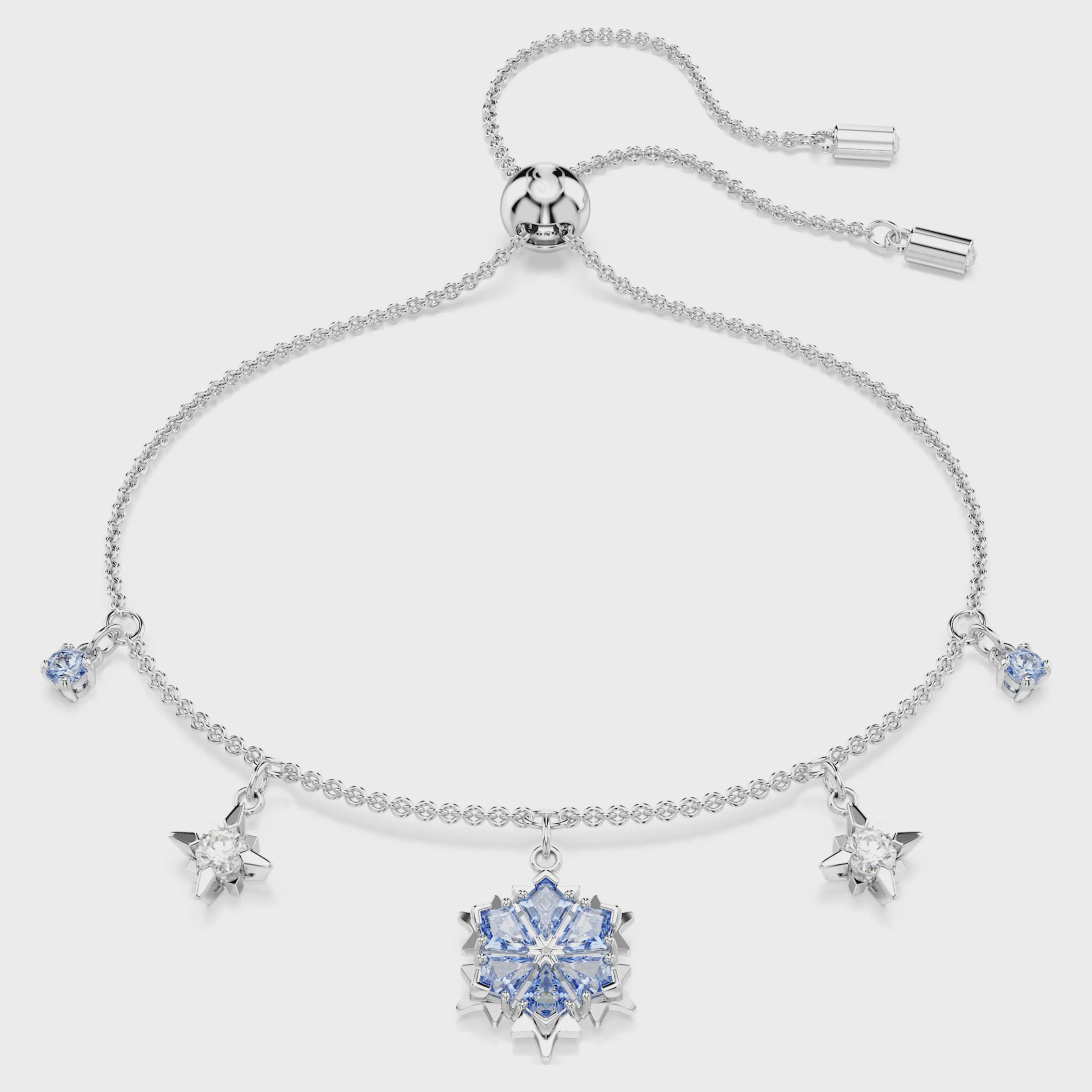 Magic bracelet Snowflake, Blue, Rhodium plated 5734244