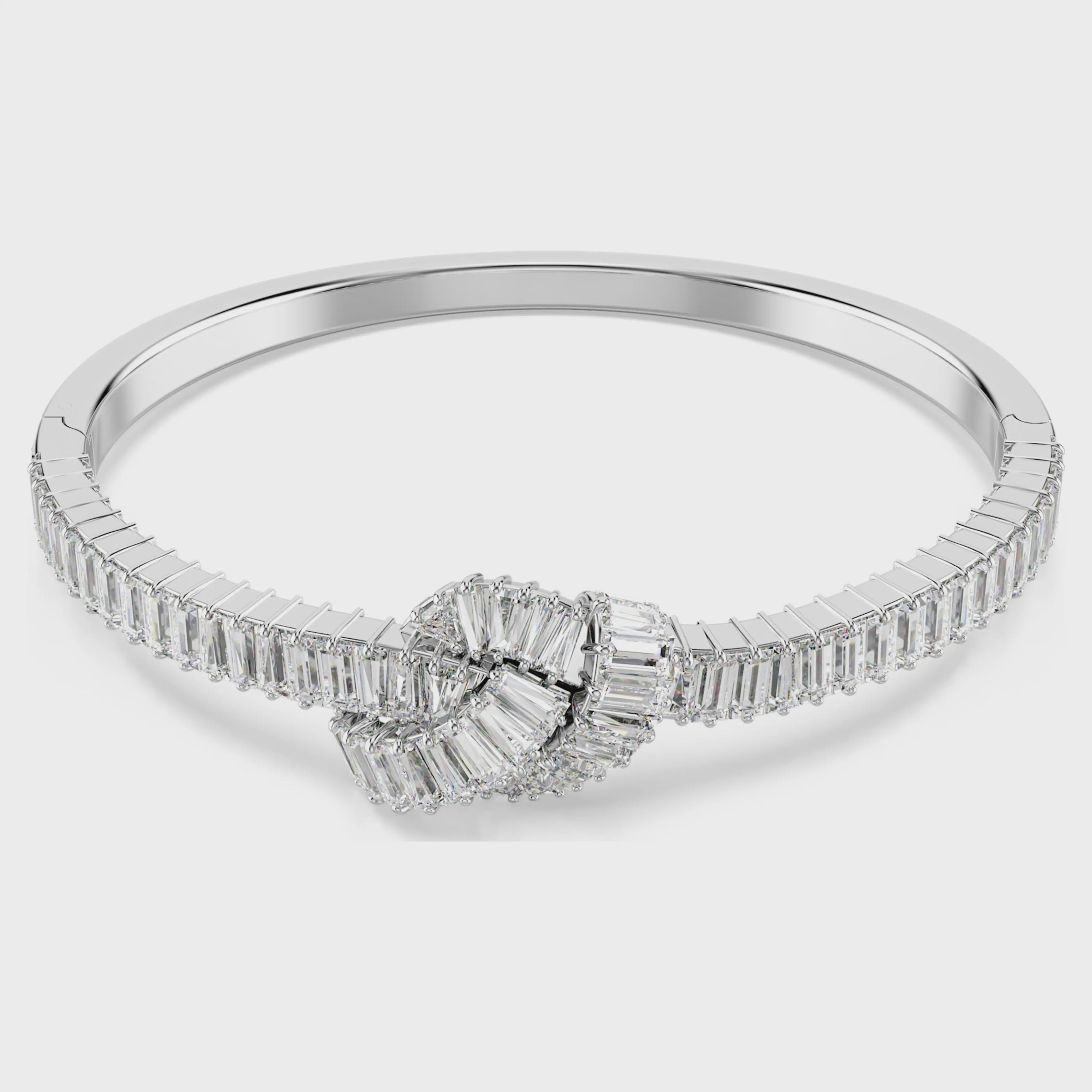 Matrix bangle Baguette cut, Knot, White, Rhodium plated M 5727120