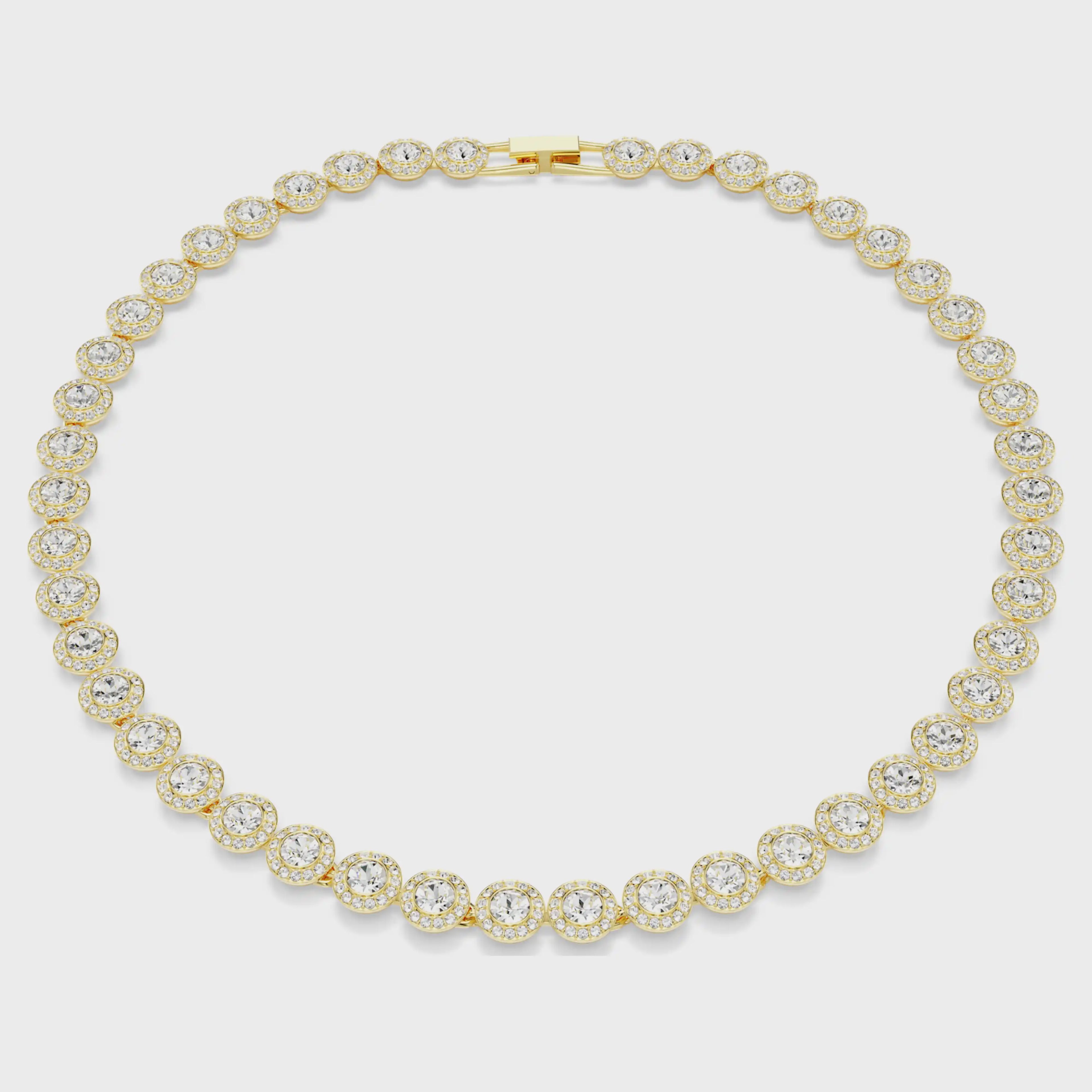 Una Angelic necklace Round cut, White, 18k gold finish 5720505