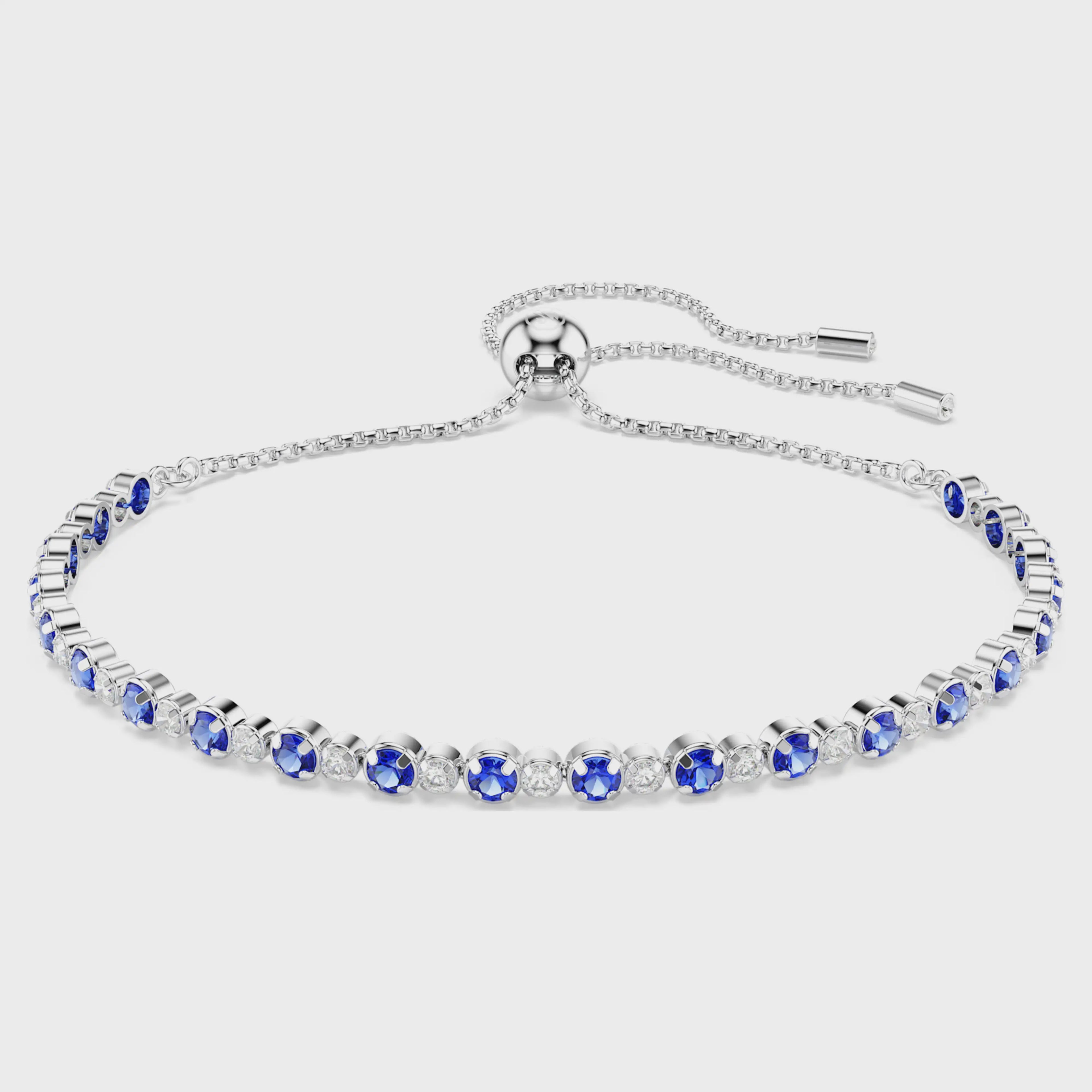 Matrix Tennis bracelet Mixed round cuts, Blue, Rhodium plated M 5725854