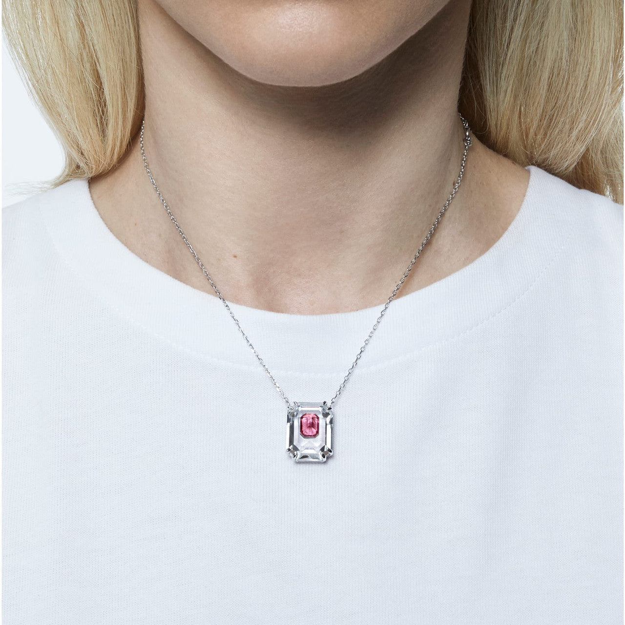 Chroma necklace Pink, Rhodium plated 5608647