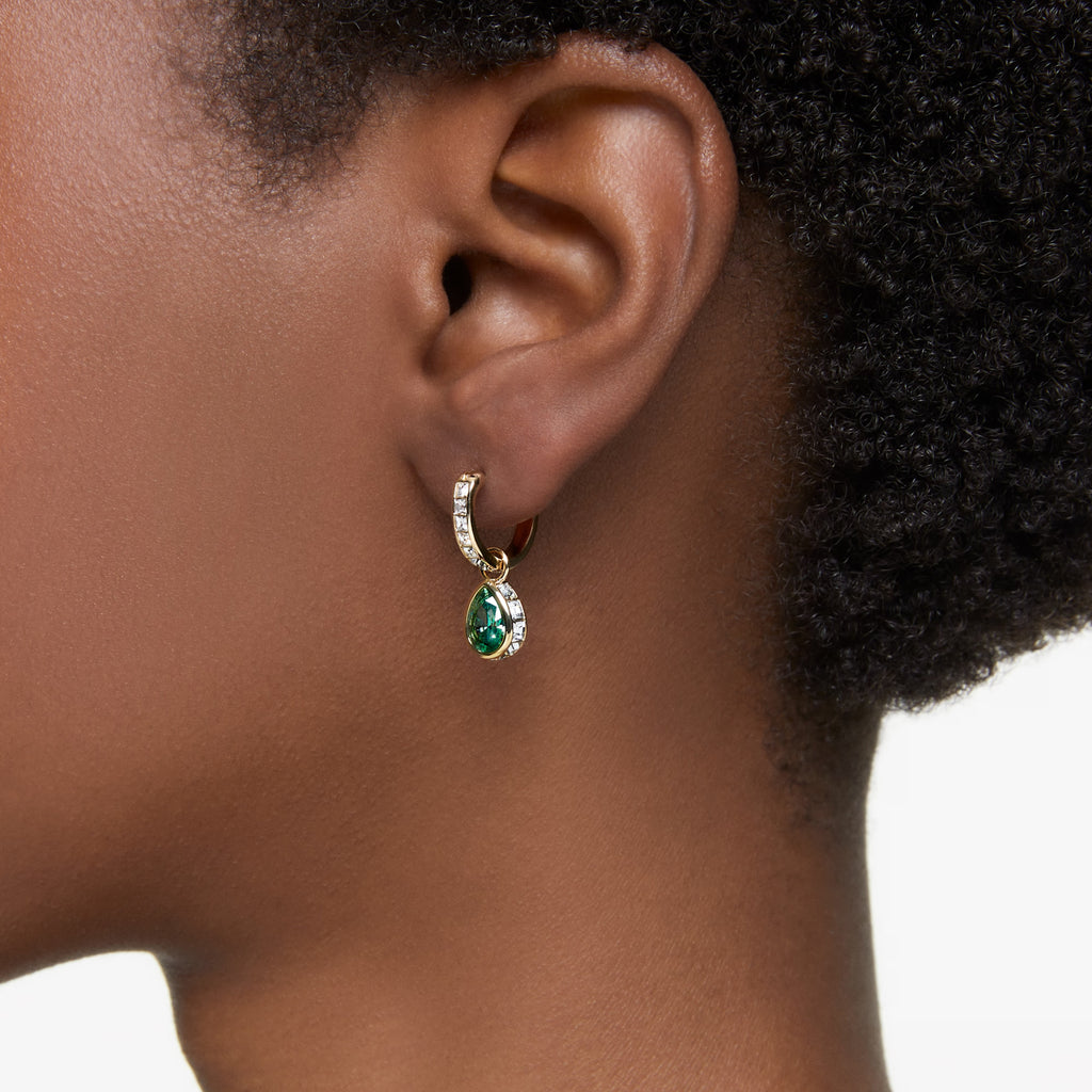 Chroma drop earrings Pear cut, Green, 18k gold finish 5662922