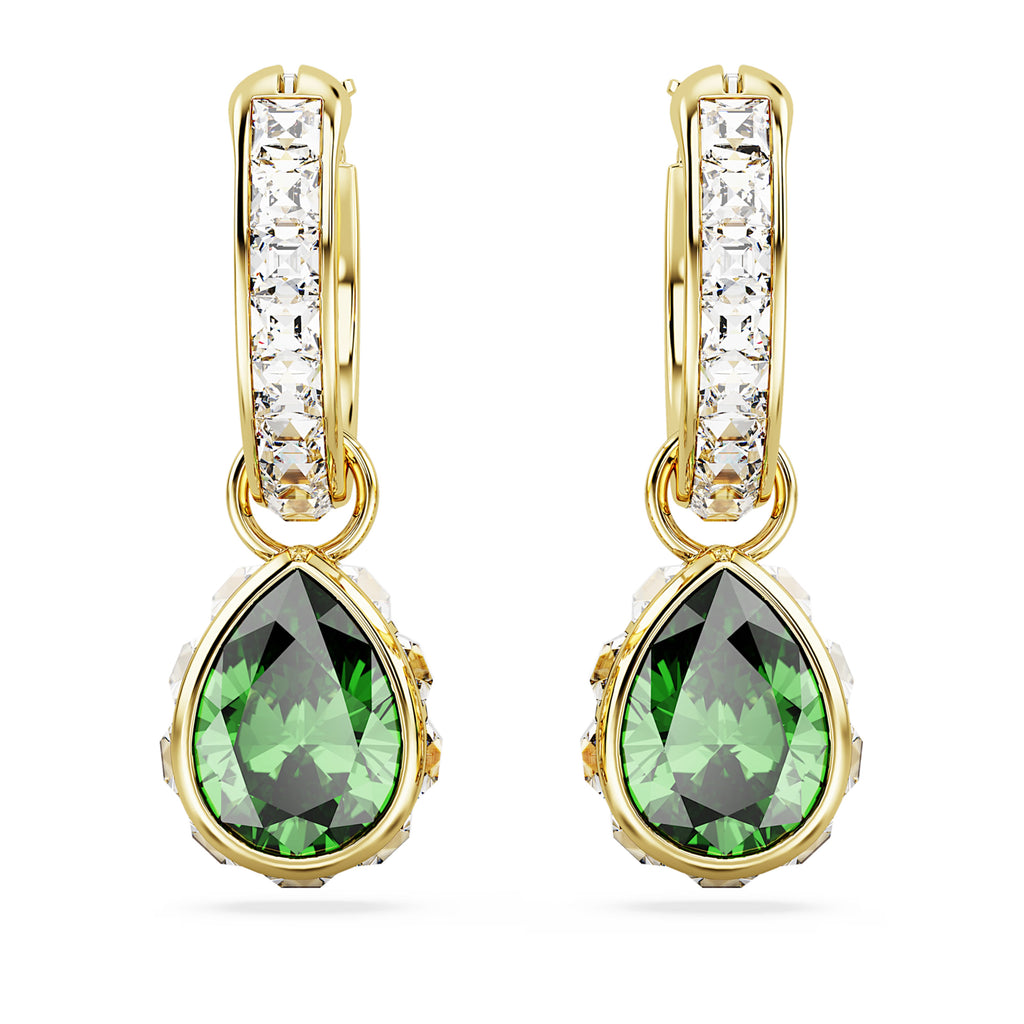 Chroma drop earrings Pear cut, Green, 18k gold finish 5662922