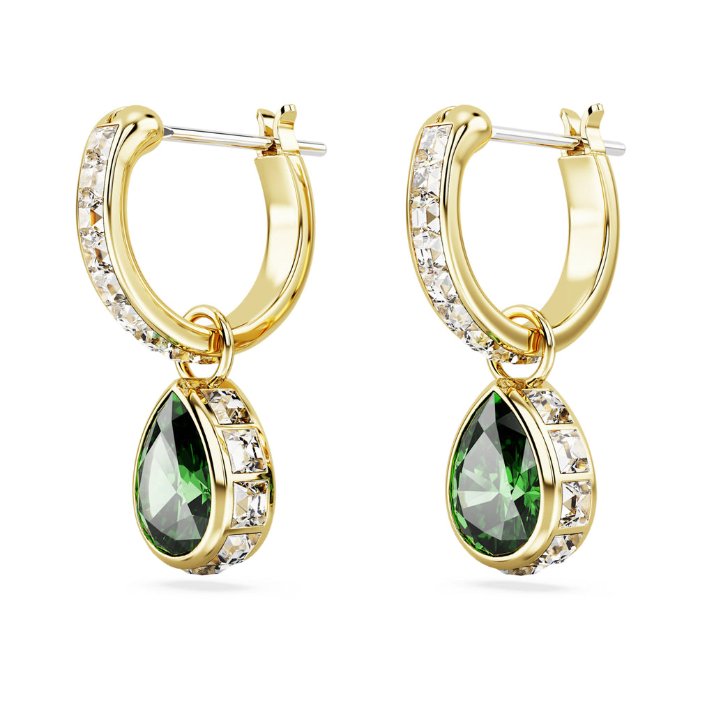 Chroma drop earrings Pear cut, Green, 18k gold finish 5662922