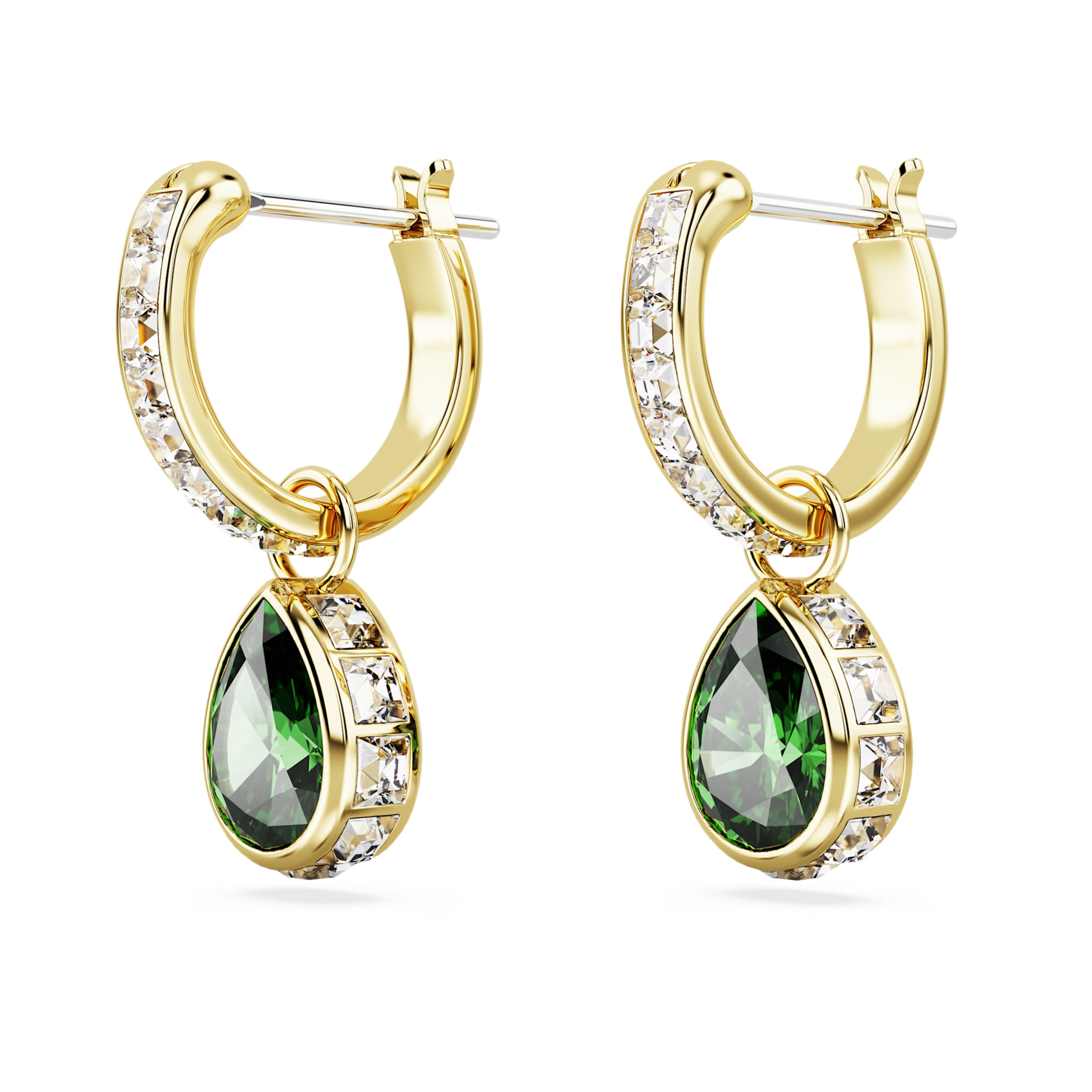 Chroma drop earrings Pear cut, Green, 18k gold finish 5662922