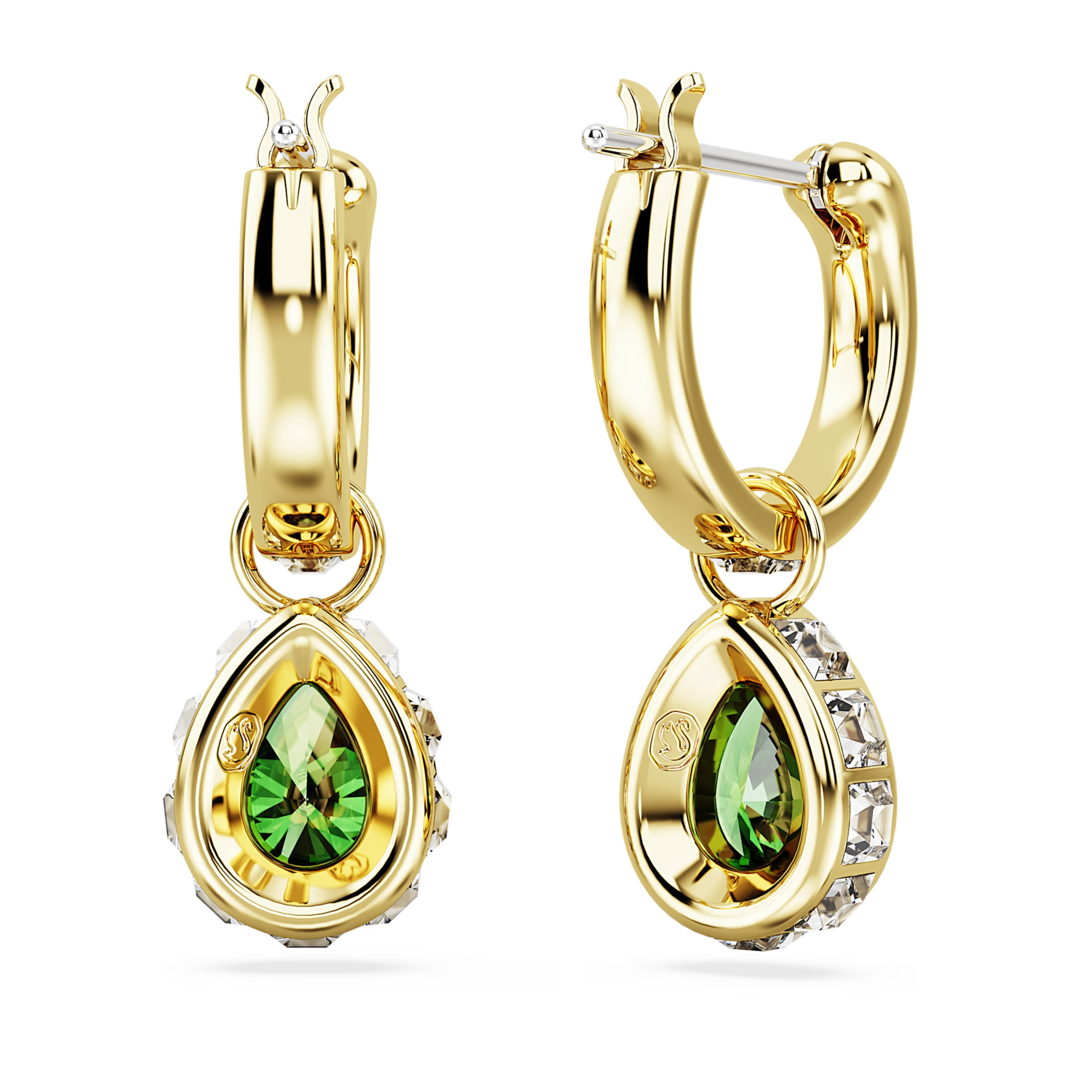Chroma drop earrings Pear cut, Green, 18k gold finish 5662922