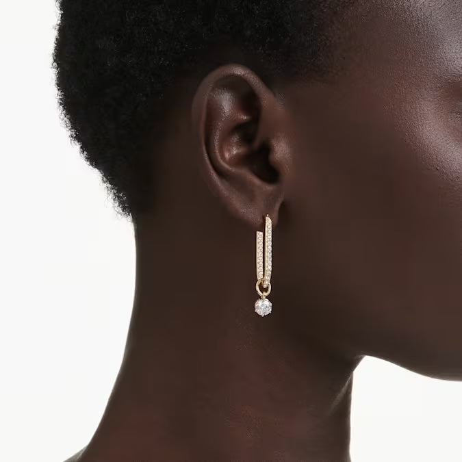 Constella drop earrings Round cut, White, 18k gold finish 5728587