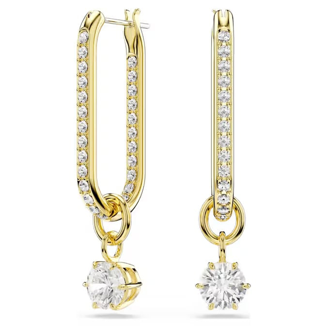Constella drop earrings Round cut, White, 18k gold finish 5728587