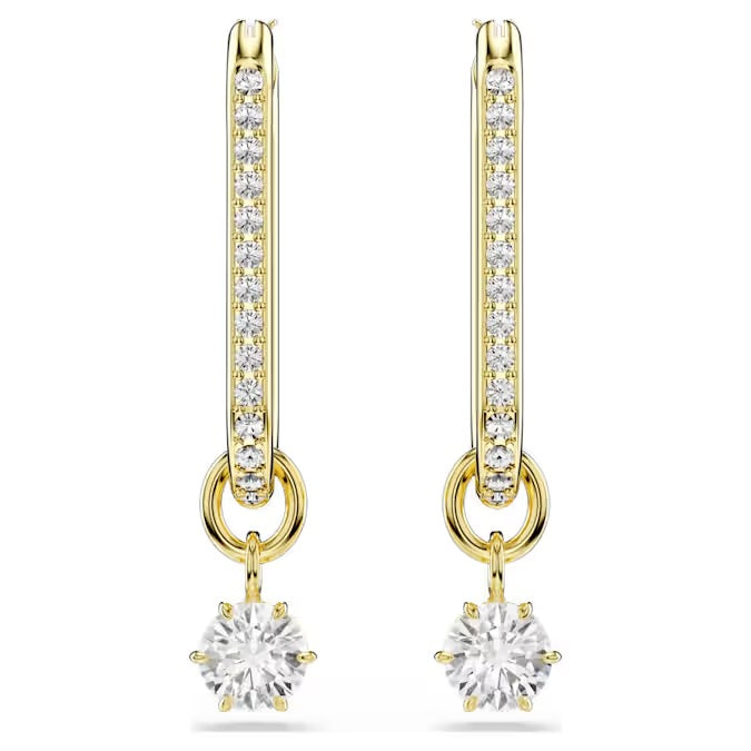 Constella drop earrings Round cut, White, 18k gold finish 5728587
