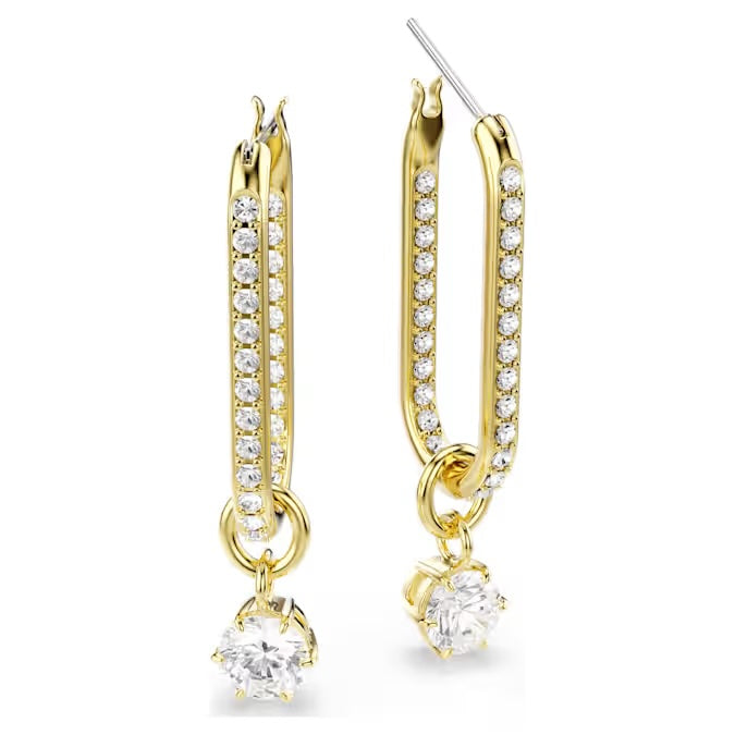 Constella drop earrings Round cut, White, 18k gold finish 5728587