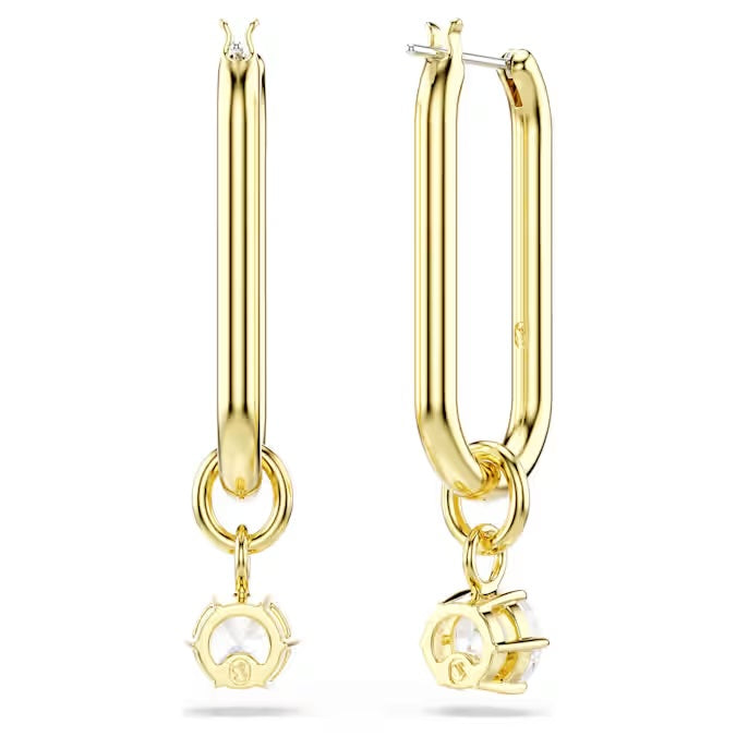 Constella drop earrings Round cut, White, 18k gold finish 5728587