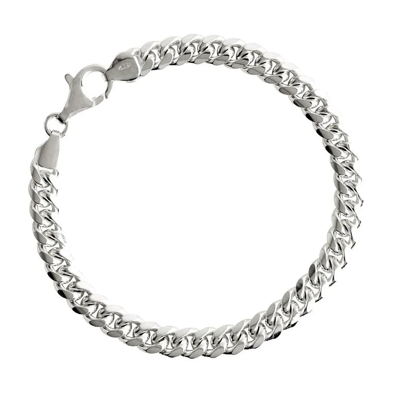Cuban Men's Silver Chain Bracelet B9010