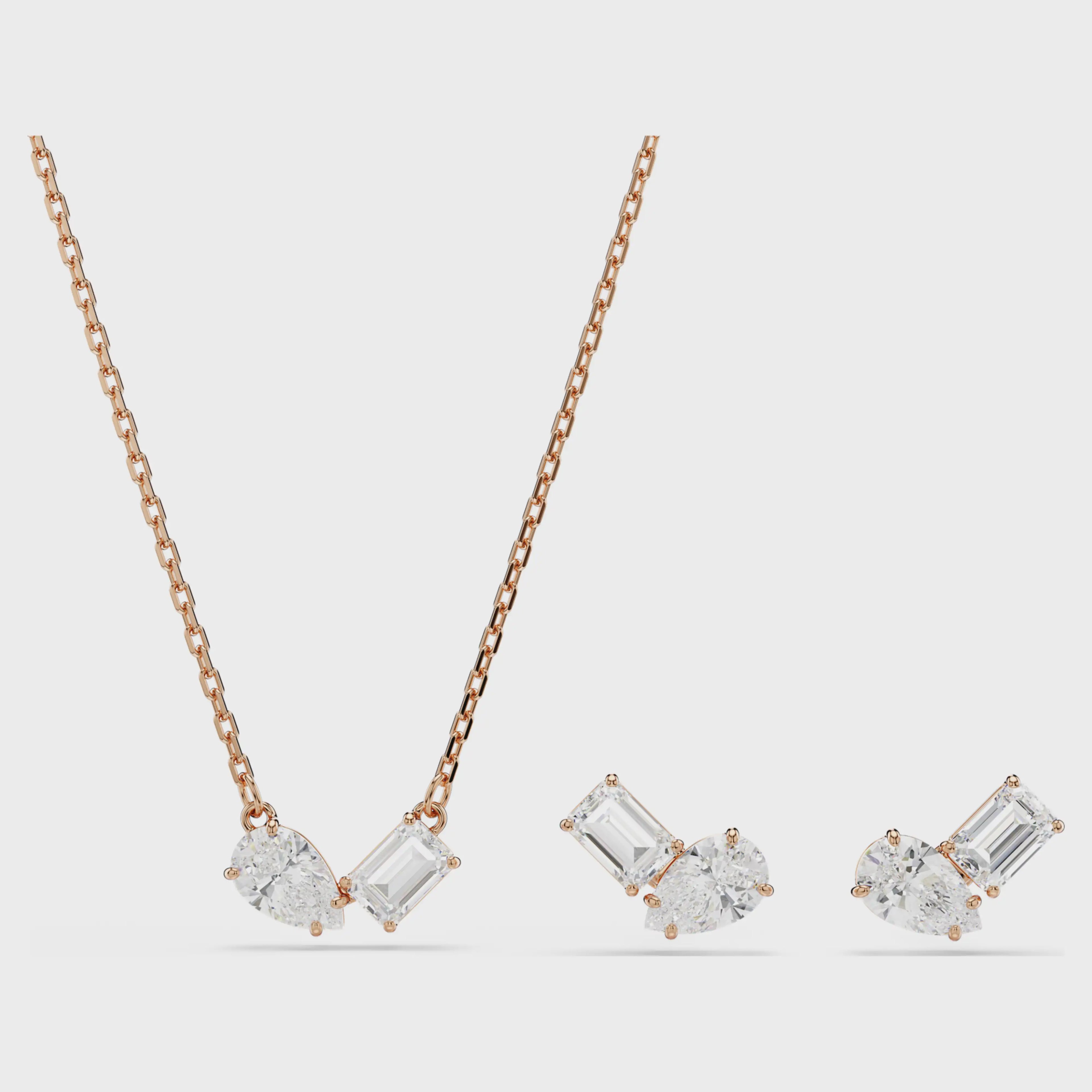 Mesmera set Pear cut, Octagon cut, White, 18k rose gold finish 5734246
