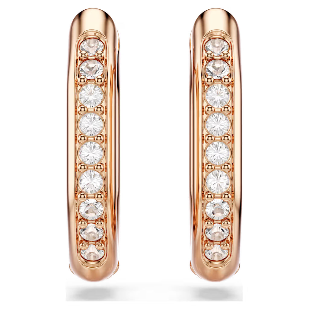 Dextera hoop earrings Octagon shape, Round cut, Small, White, Rose gold-tone plated 5743798