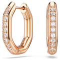 Dextera hoop earrings Octagon shape, Round cut, Small, White, Rose gold-tone plated 5743798