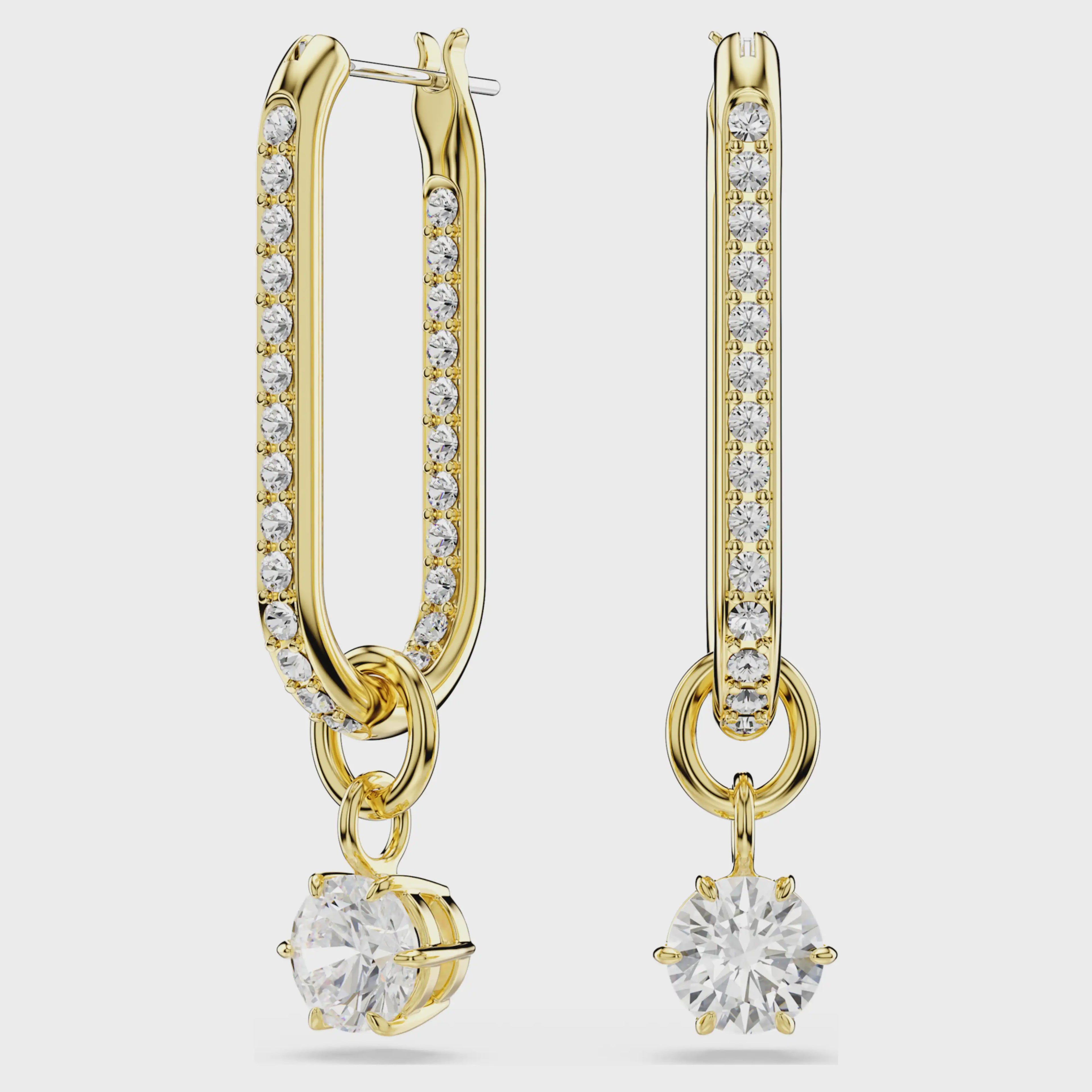 Constella drop earrings Round cut, White, 18k gold finish 5728587