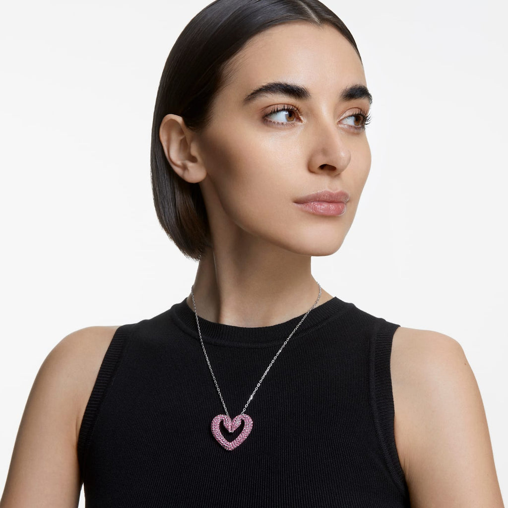 Una Swan Heart Pink Crystal Pendant 5631931