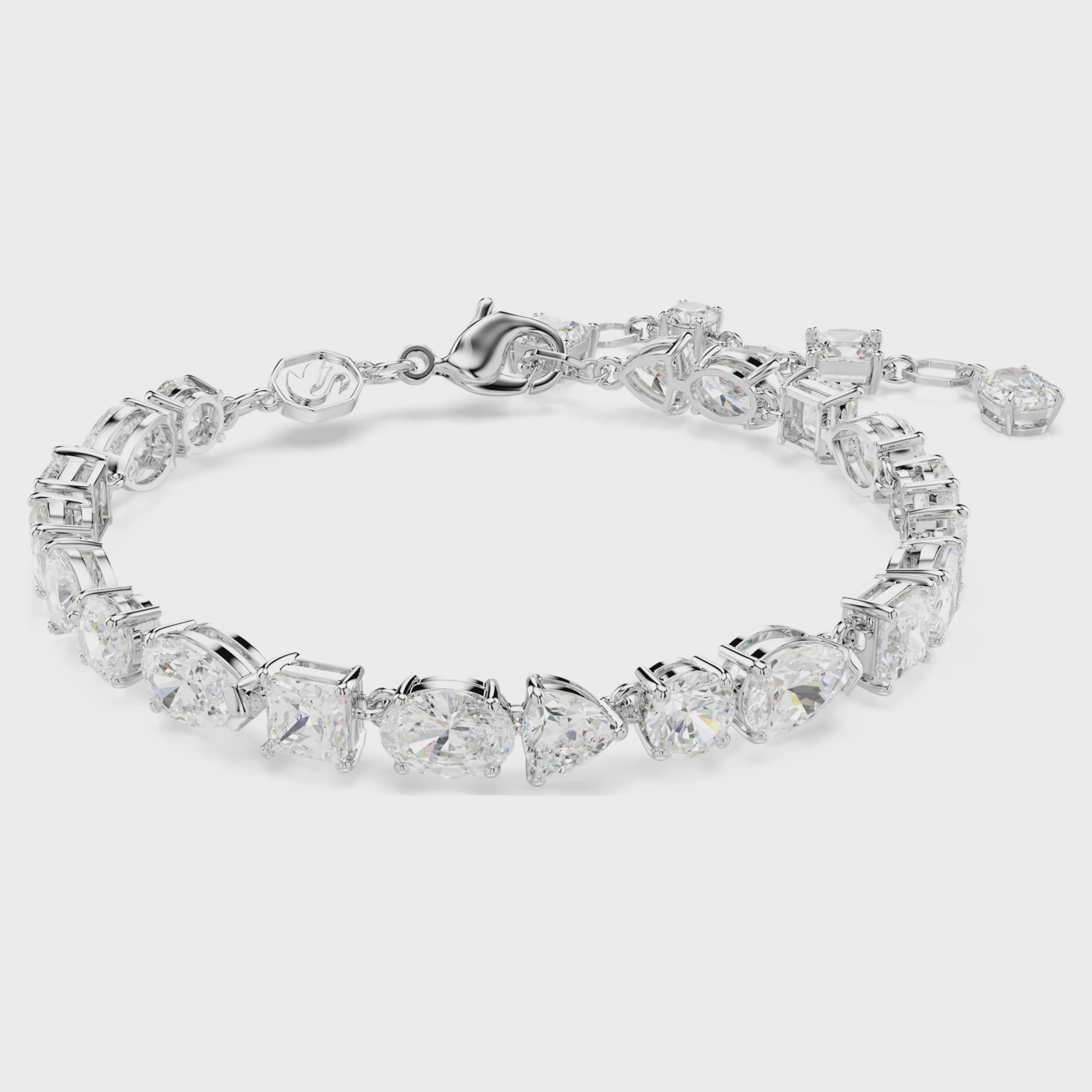Mesmera bracelet Mixed cuts, White, Rhodium plated 5731959