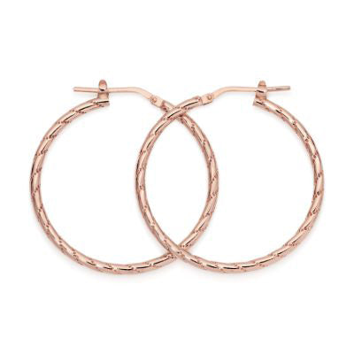 Sterling Silver Rose Gold Plated 30mm Hoop Earrings