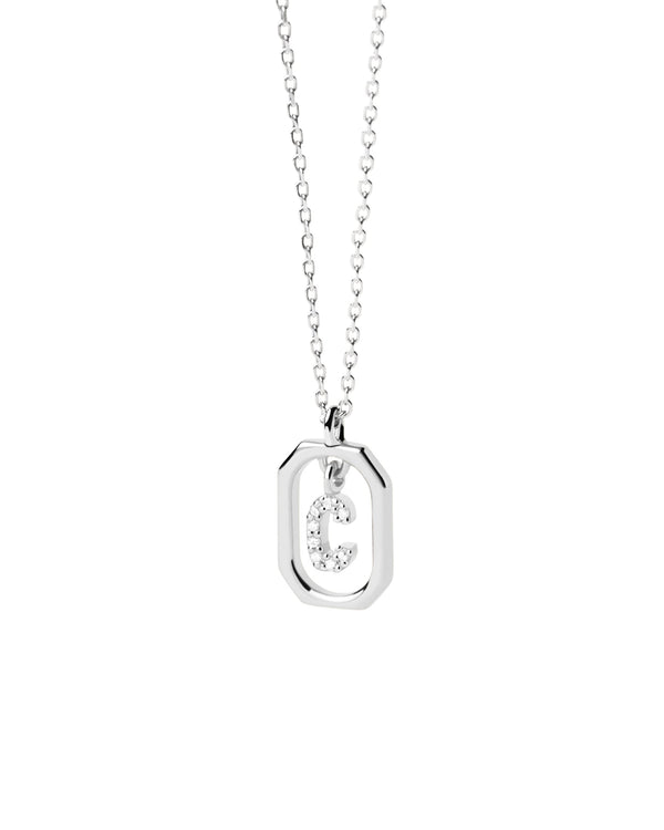 PDPAOLA Mini Letter C Silver Necklace