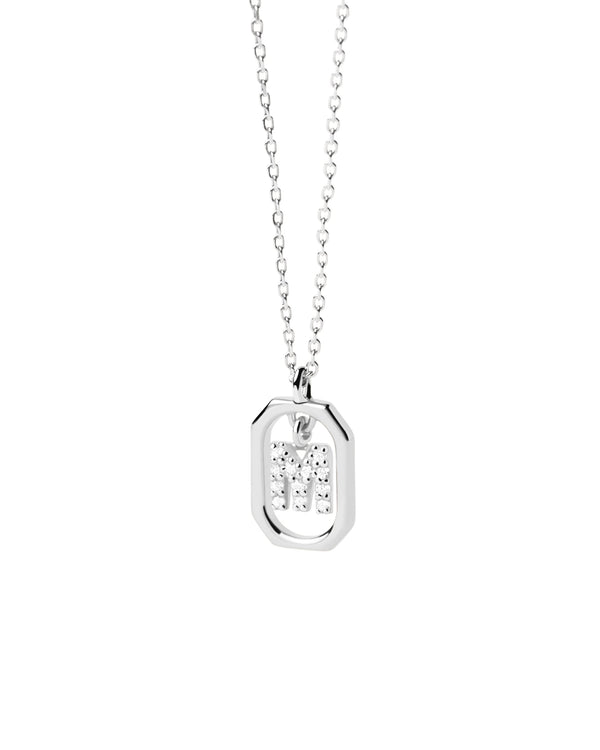 PDPAOLA Mini Letter M Silver Necklace