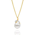 9ct Yellow Gold Freshwater Pearl and Diamond Slider Pendant