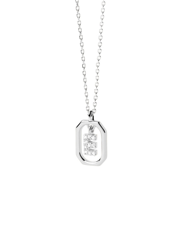 PDPAOLA Mini Letter E Silver Necklace