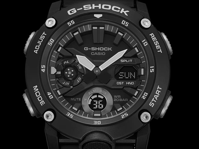 CASIO G SHOCK DUO CARBON CORE GUARD WORLD TIME ALARM GA2000S-1A