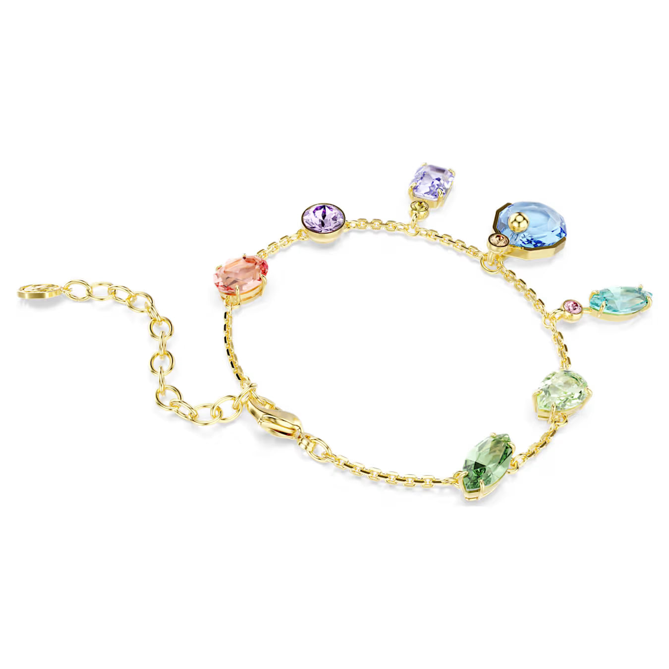 Gema bracelet Mixed cuts, Dangling crystals, Multicoloured, Gold-tone plated 5737442