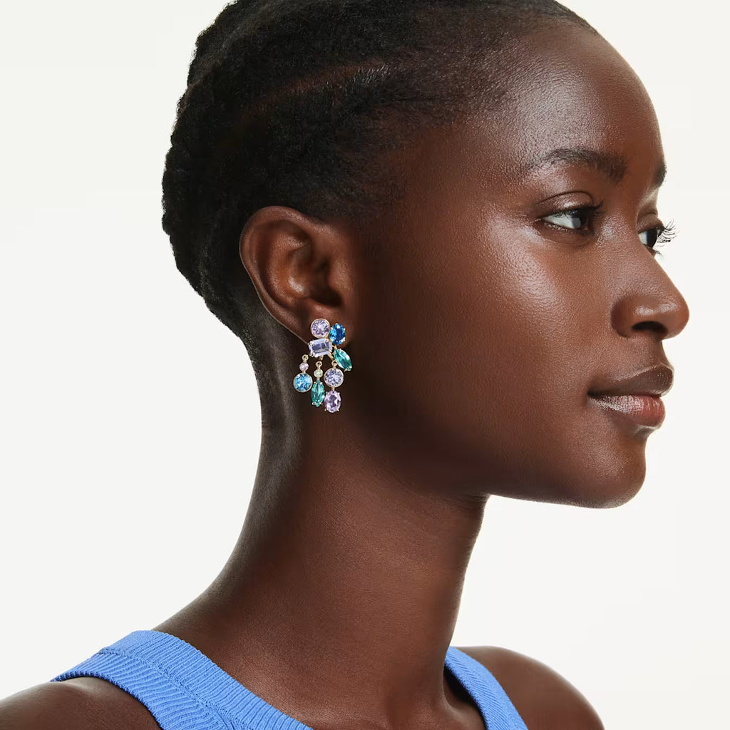 Gema earring jackets Mixed cuts, Multicoloured, Gold-tone plated 5737450
