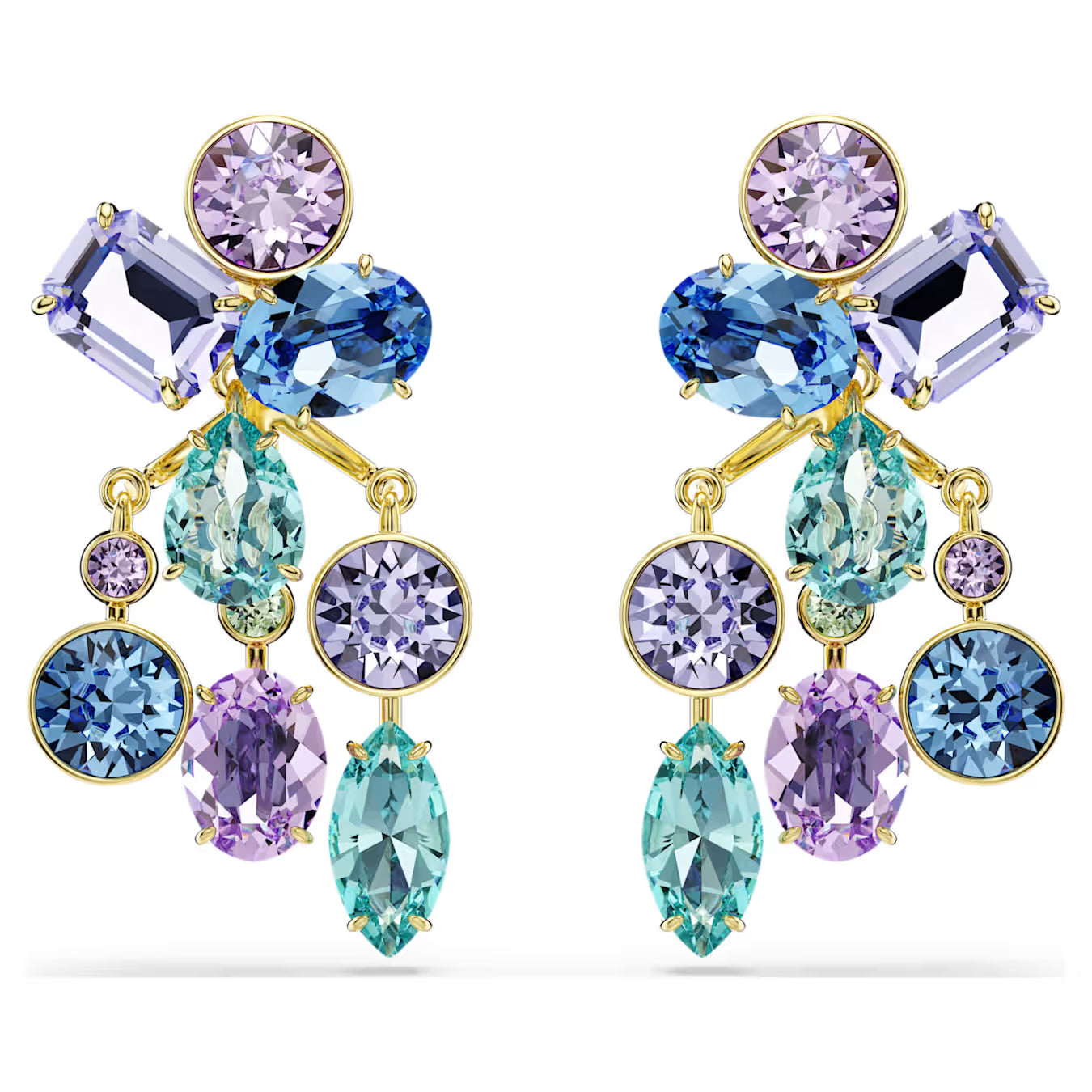 Gema earring jackets Mixed cuts, Multicoloured, Gold-tone plated 5737450