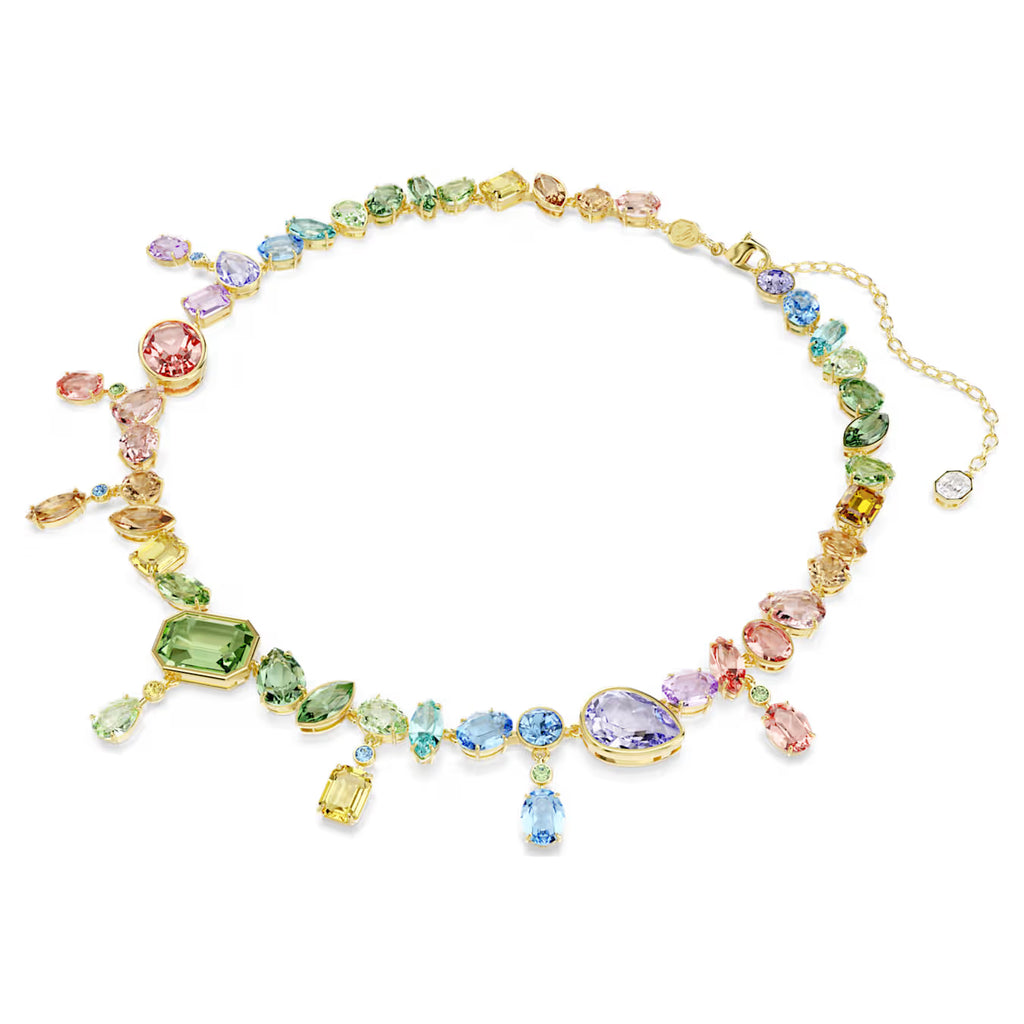 Gema necklace Mixed cuts, Dangling crystals, Multicoloured, Gold-tone plated 5737443
