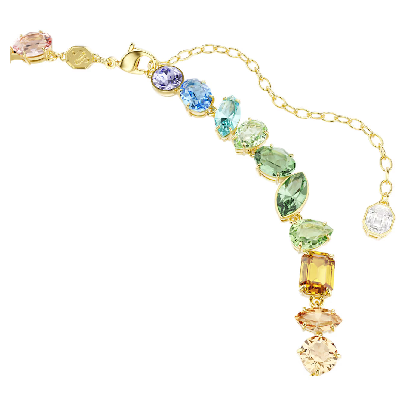 Gema necklace Mixed cuts, Dangling crystals, Multicoloured, Gold-tone plated 5737443