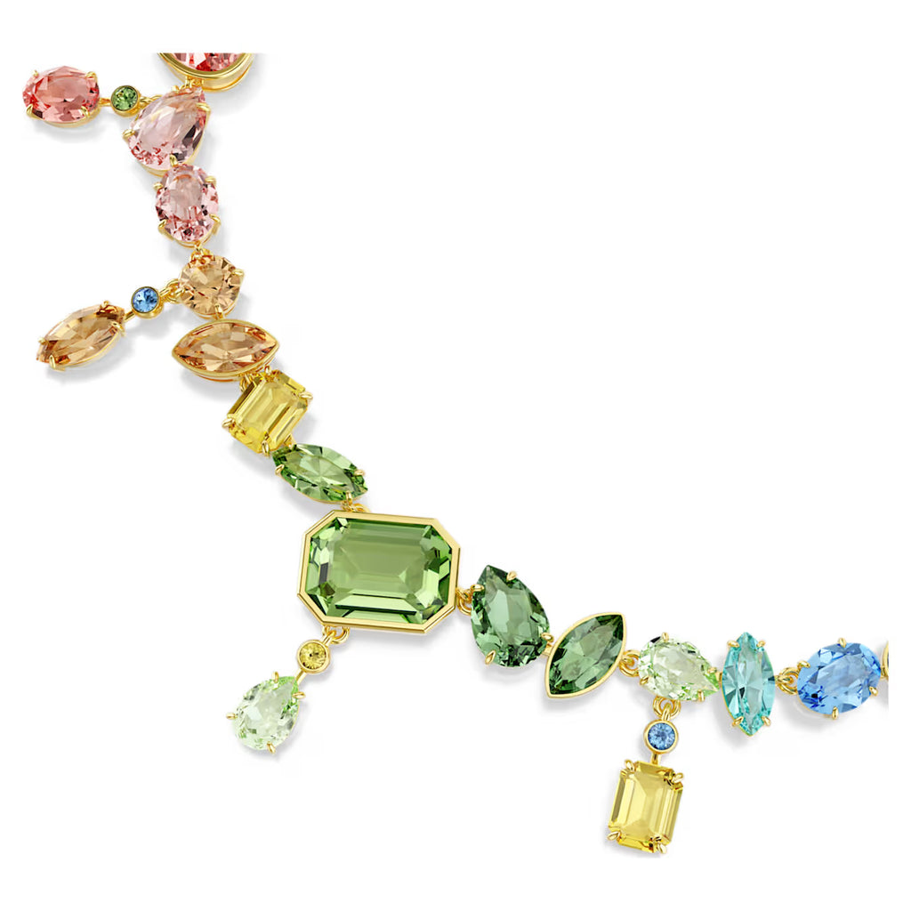 Gema necklace Mixed cuts, Dangling crystals, Multicoloured, Gold-tone plated 5737443