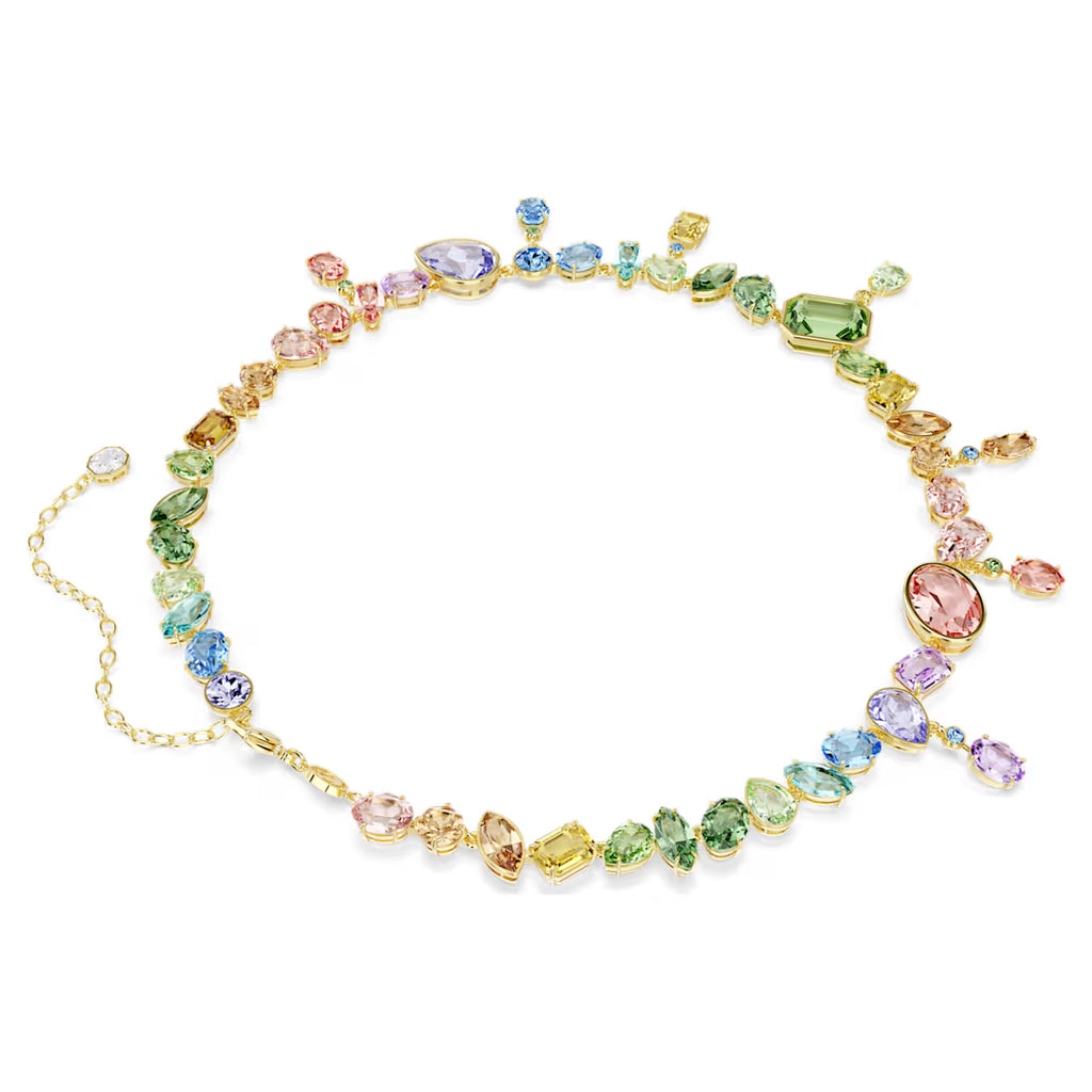 Gema necklace Mixed cuts, Dangling crystals, Multicoloured, Gold-tone plated 5737443