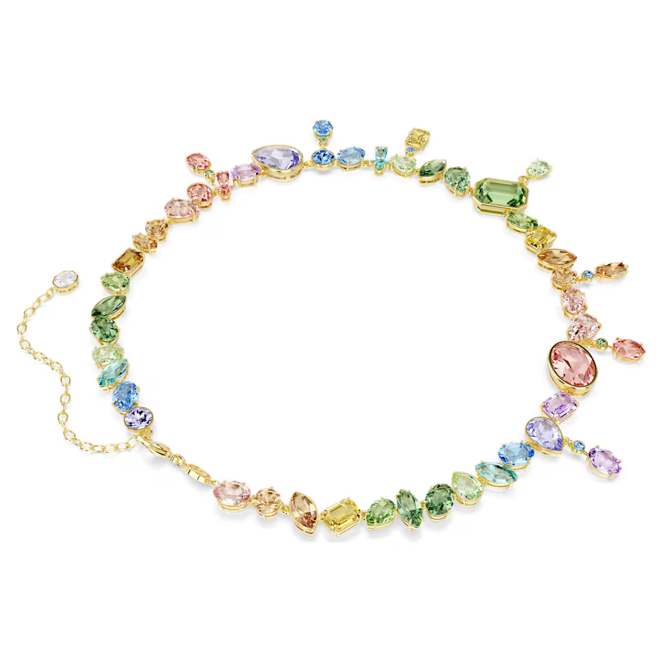 Gema necklace Mixed cuts, Dangling crystals, Multicoloured, Gold-tone plated 5737443