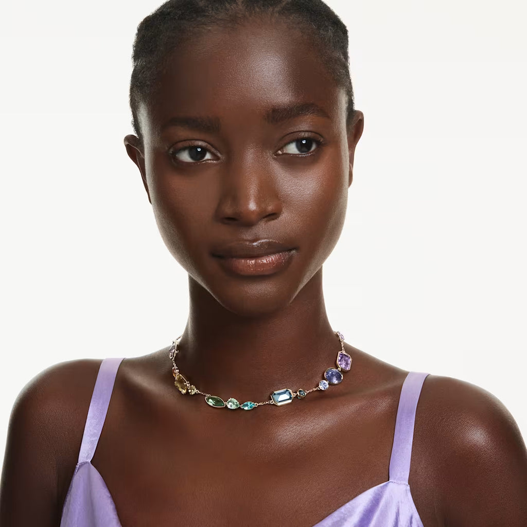 Gema necklace Mixed cuts, Multicoloured, Gold-tone plated 5741584