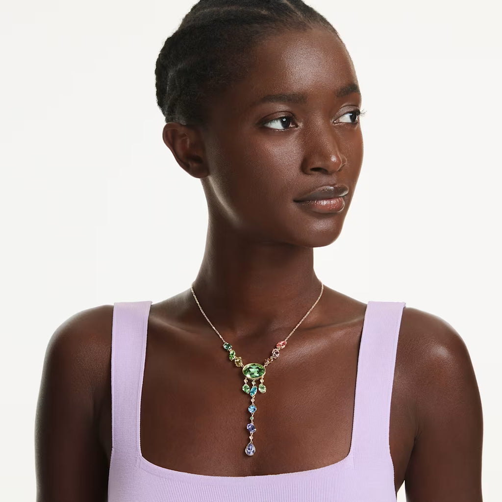 Gema Y necklace Mixed cuts, Multicoloured, Gold-tone plated 5737451