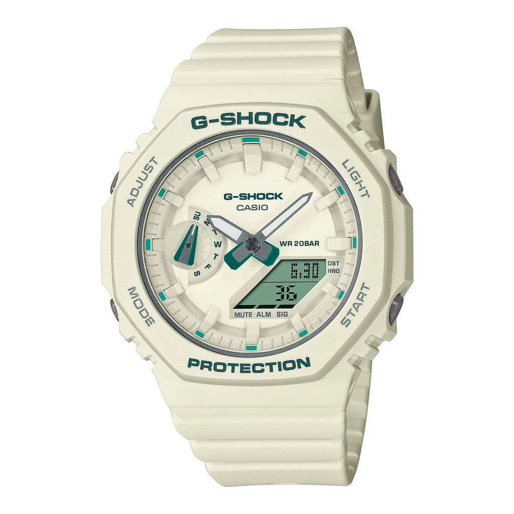 CASIO G-Shock 200m, white face, resin band GMAS2100GA-7A