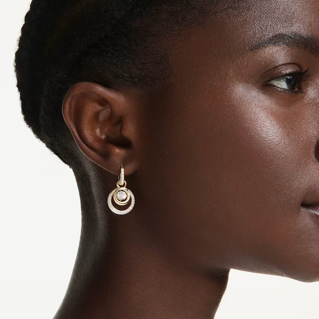 Hyperbola drop earrings Round cut, White, Gold-tone plated 5738249